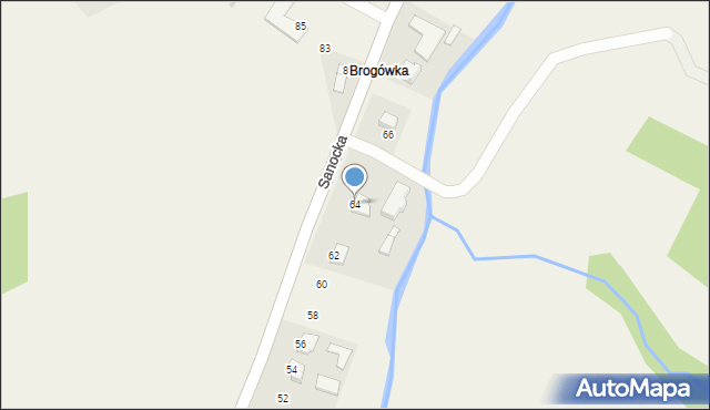 Bukowsko, Sanocka, 64, mapa Bukowsko