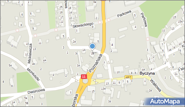 Byczyna, Sadowa, 1B, mapa Byczyna