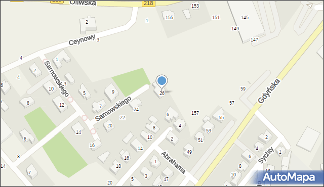 Chwaszczyno, Sarnowskiego, ks., 26, mapa Chwaszczyno