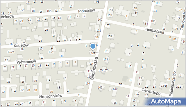 Częstochowa, Sabinowska, 108, mapa Częstochowy