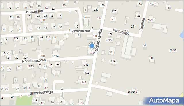 Częstochowa, Sabinowska, 140, mapa Częstochowy