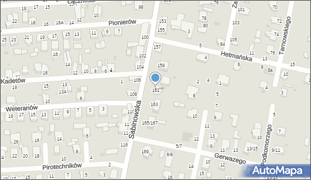 Częstochowa, Sabinowska, 161, mapa Częstochowy