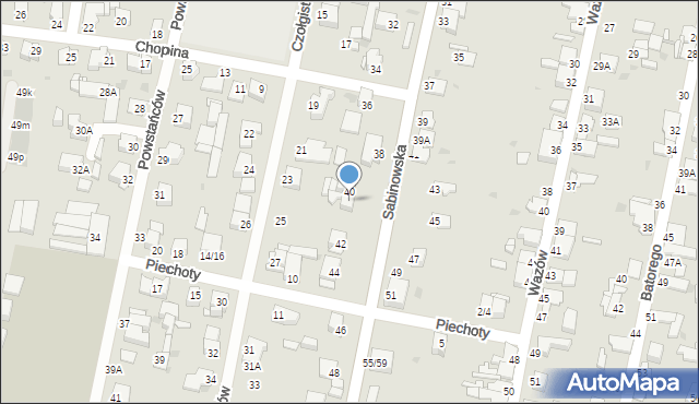 Częstochowa, Sabinowska, 40A, mapa Częstochowy