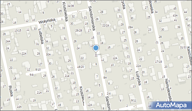 Częstochowa, Sandomierska, 11, mapa Częstochowy