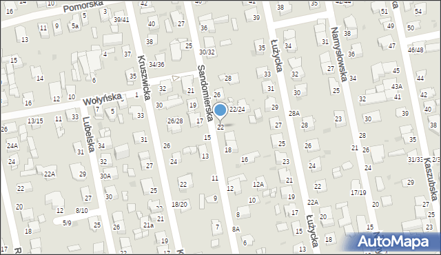 Częstochowa, Sandomierska, 22, mapa Częstochowy