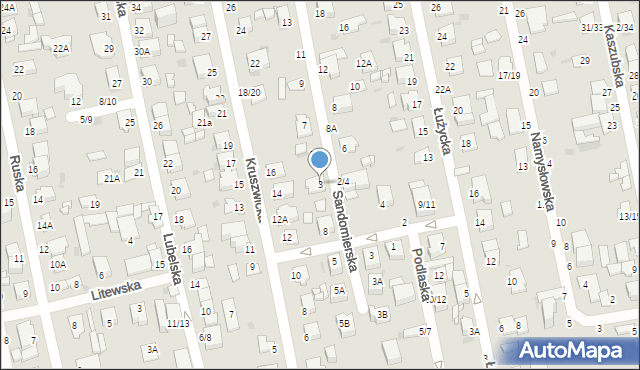 Częstochowa, Sandomierska, 3, mapa Częstochowy