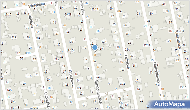 Częstochowa, Sandomierska, 8, mapa Częstochowy