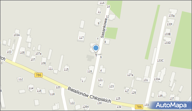 Częstochowa, Sasankowa, 5, mapa Częstochowy