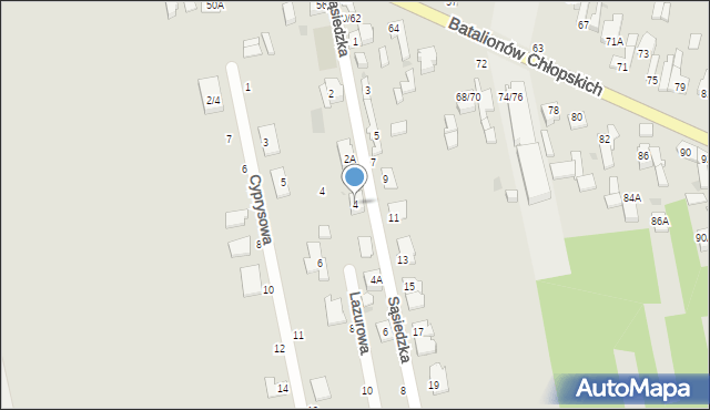 Częstochowa, Sąsiedzka, 4, mapa Częstochowy