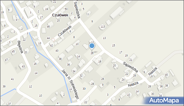 Czułówek, Sąsiedzka, 16, mapa Czułówek
