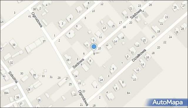 Dąbrowa, Sadowa, 8, mapa Dąbrowa