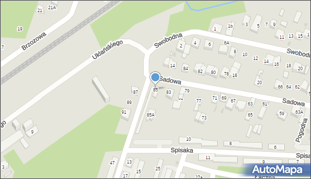 Dąbrowa Górnicza, Sadowa, 85, mapa Dąbrowa Górnicza