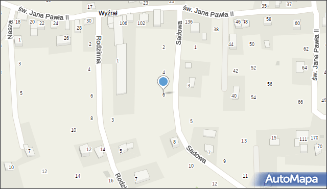 Dąbrowa Szlachecka, Sadowa, 6, mapa Dąbrowa Szlachecka