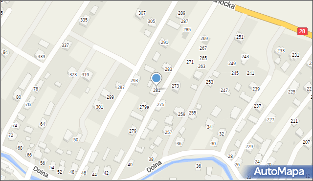 Długie, Sanocka, 281, mapa Długie