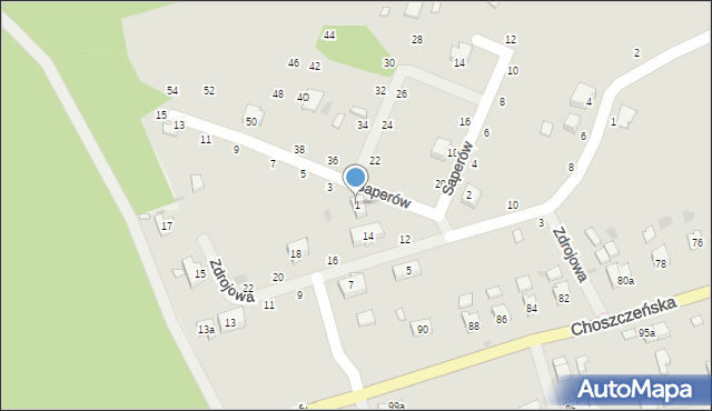 Drawno, Saperów, 1, mapa Drawno
