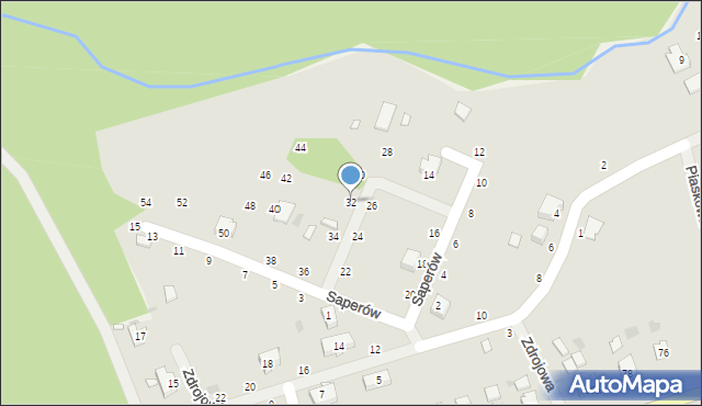Drawno, Saperów, 32, mapa Drawno