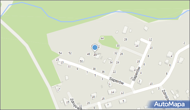 Drawno, Saperów, 40, mapa Drawno