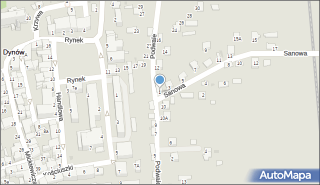 Dynów, Sanowa, 1, mapa Dynów