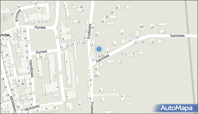 Dynów, Sanowa, 3, mapa Dynów