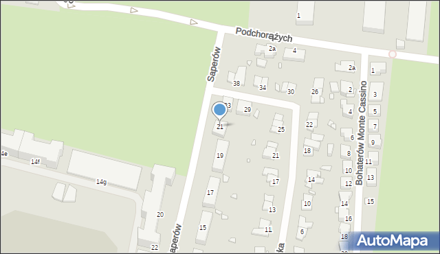 Elbląg, Saperów, 21, mapa Elbląga