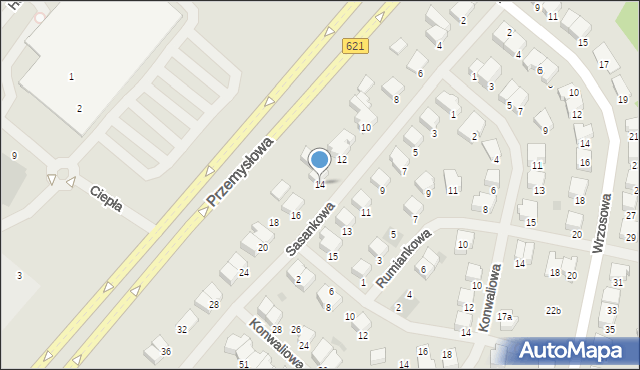 Ełk, Sasankowa, 14, mapa Ełku