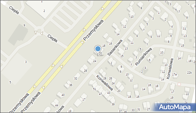 Ełk, Sasankowa, 22, mapa Ełku