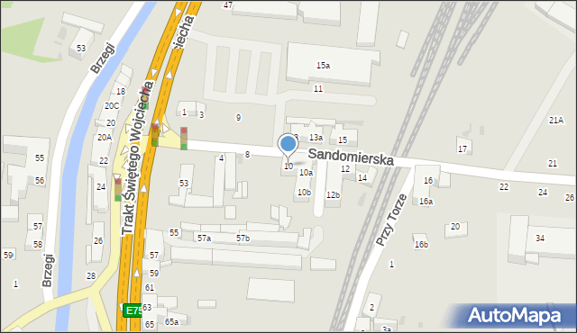 Gdańsk, Sandomierska, 10, mapa Gdańska