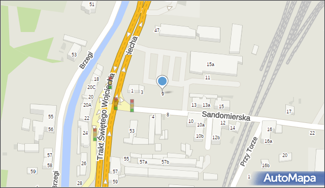 Gdańsk, Sandomierska, 9, mapa Gdańska