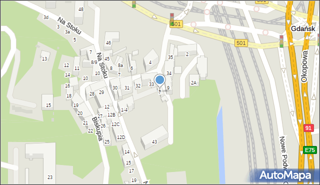 Gdańsk, Salwator, 7, mapa Gdańska