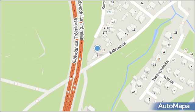 Gdynia, Sakowicza, kmdr., 1, mapa Gdyni