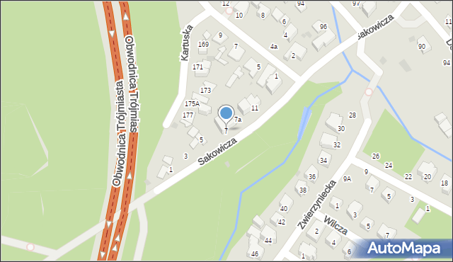 Gdynia, Sakowicza, kmdr., 7, mapa Gdyni