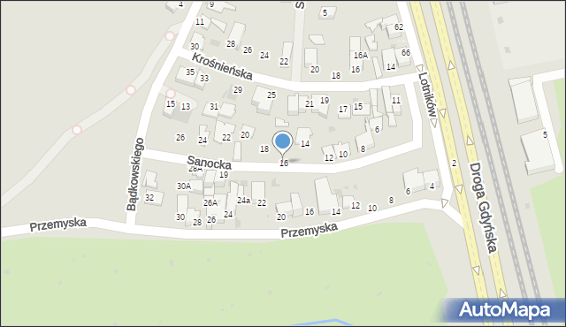 Gdynia, Sanocka, 16, mapa Gdyni