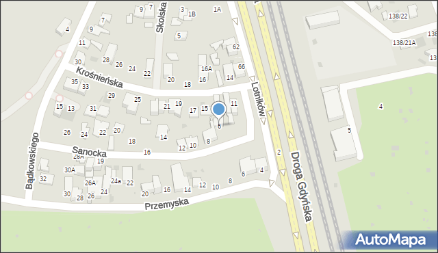 Gdynia, Sanocka, 6, mapa Gdyni