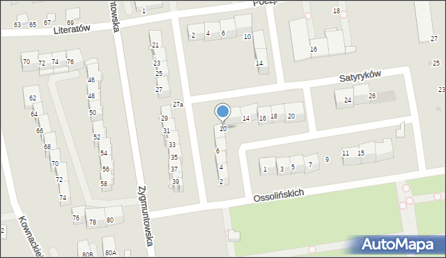 Gliwice, Satyryków, 10, mapa Gliwic