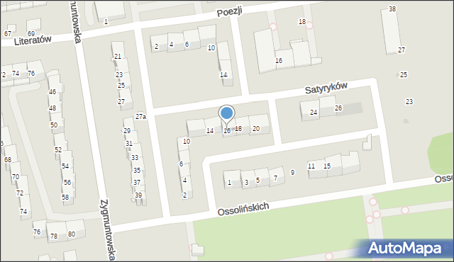 Gliwice, Satyryków, 16, mapa Gliwic