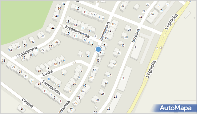 Głogów, Samborska, 53, mapa Głogów