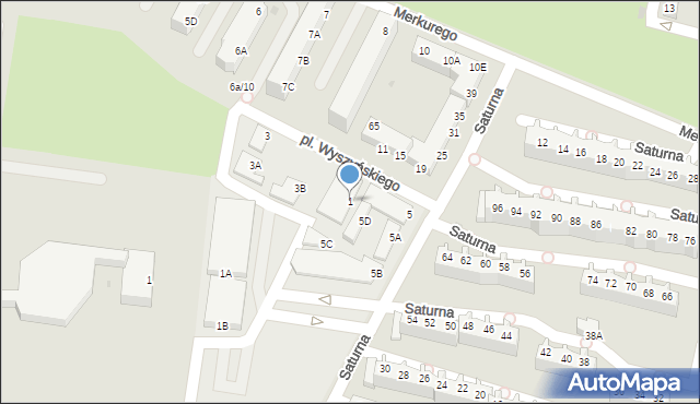 Głogów, Saturna, 1, mapa Głogów