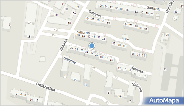 Głogów, Saturna, 22, mapa Głogów