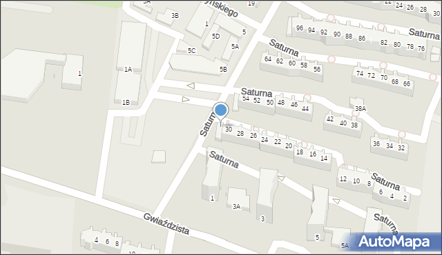 Głogów, Saturna, 30A, mapa Głogów