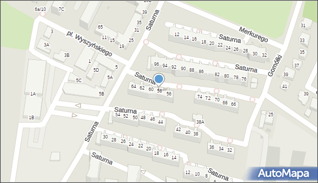 Głogów, Saturna, 58, mapa Głogów