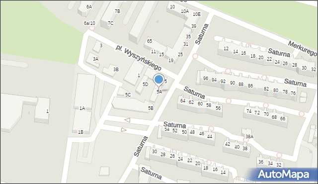 Głogów, Saturna, 5A, mapa Głogów