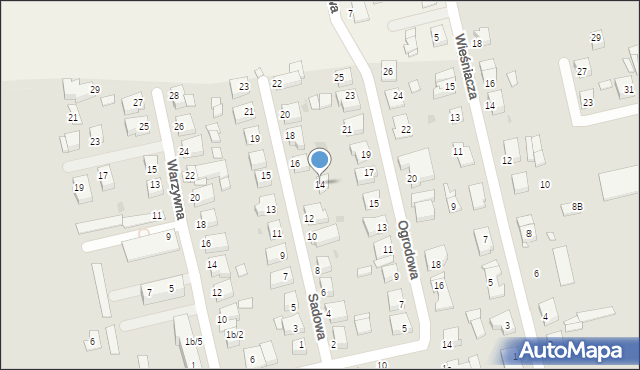 Gniezno, Sadowa, 14, mapa Gniezna