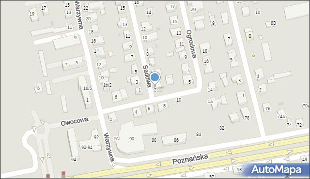 Gniezno, Sadowa, 2, mapa Gniezna