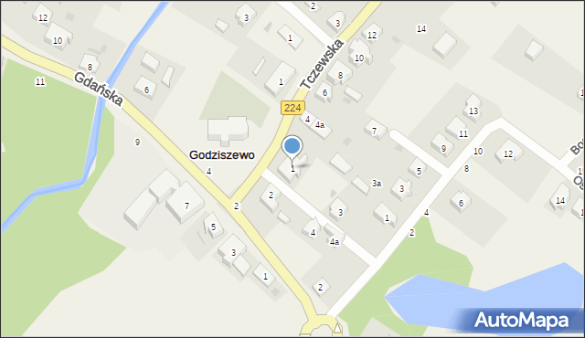 Godziszewo, Sawickiego, ks., 1, mapa Godziszewo