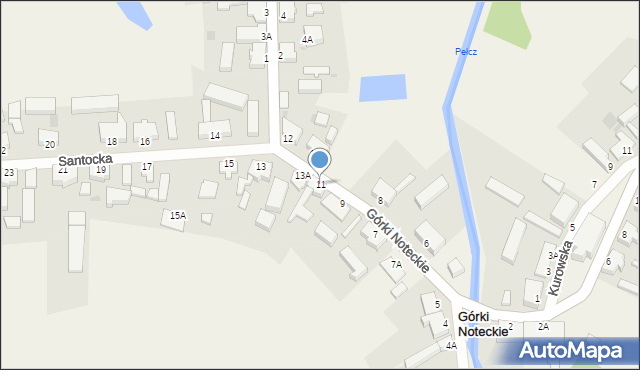 Górki Noteckie, Santocka, 11, mapa Górki Noteckie