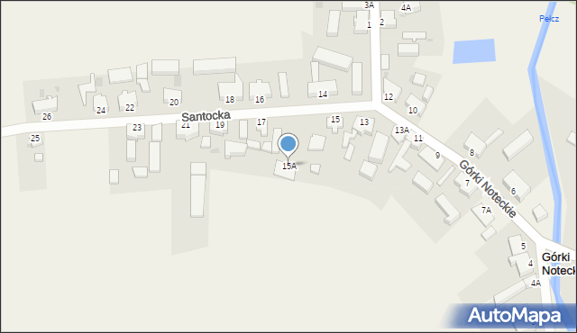 Górki Noteckie, Santocka, 15A, mapa Górki Noteckie