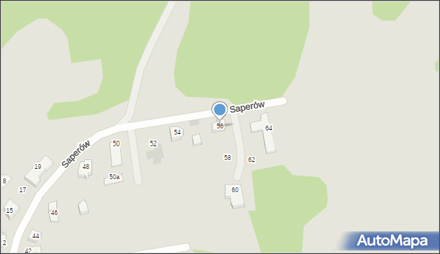 Gorzów Wielkopolski, Saperów, 56, mapa Gorzów Wielkopolski