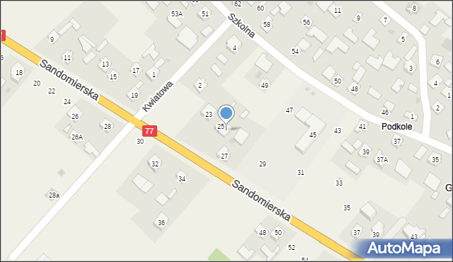 Gorzyce, Sandomierska, 25A, mapa Gorzyce