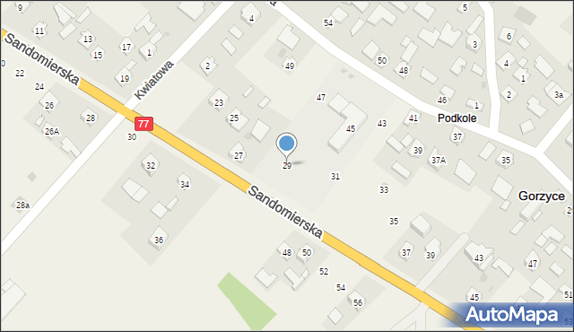 Gorzyce, Sandomierska, 29, mapa Gorzyce
