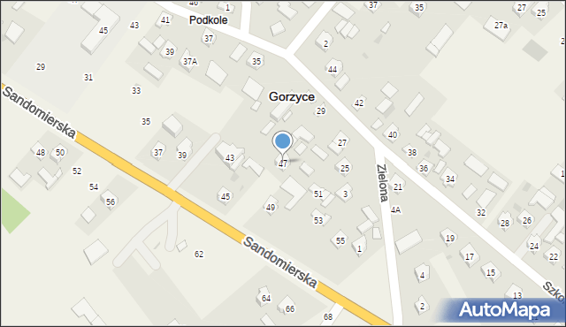 Gorzyce, Sandomierska, 47, mapa Gorzyce